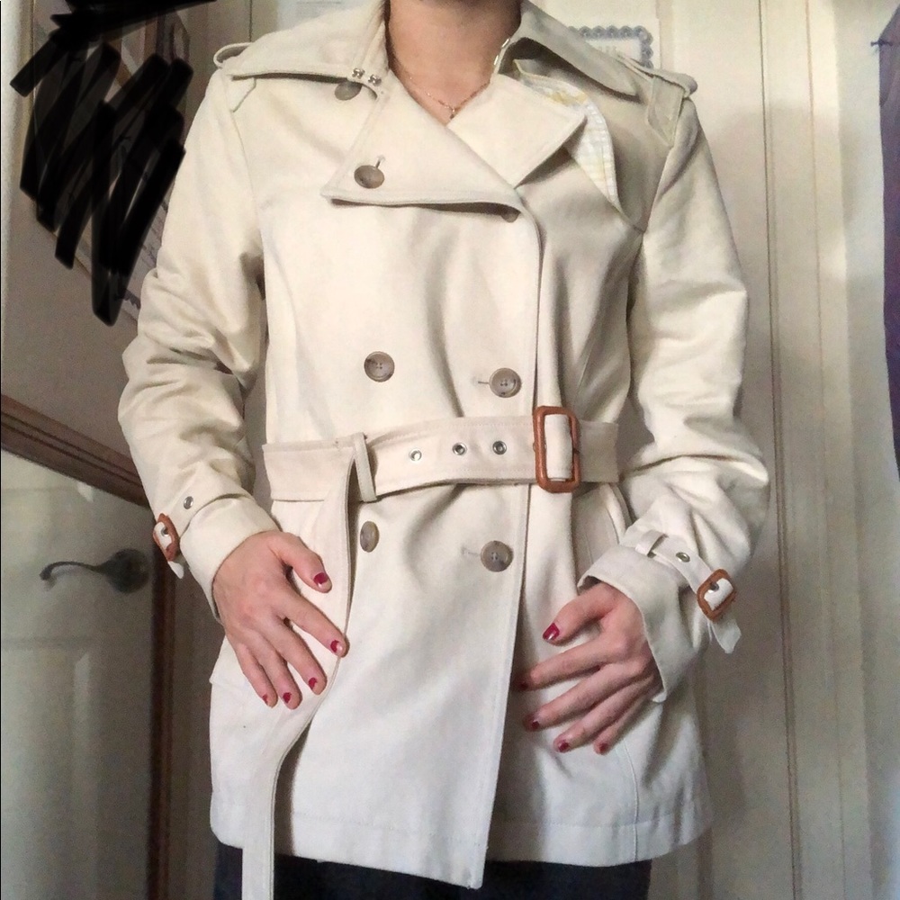 Banana Republic Double Breasted Cream Colored Coat